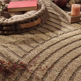 Paco Home Hochwertiger Outdoor Teppich Wetterfest & Pflegeleicht Jute-Sisal-Optik mit Fransen & Hoch-Tief-Effekt Langlebig für Terrasse, Balkon, Garten & Küche, Grösse:120x160 cm, Farbe:Beige 3