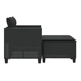 vidaXL Gartensofa 2-Sitzer mit Hockern Schwarz Poly Rattan