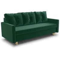 Schlafsofa Rico - Couch mit Schlaffunktion Sofa mit Bettkasten Bettfunktion Bettsofa Skandinavisch Polstergarnitur Bonell-Ferderkern Velours (Grün (Kronos 19))