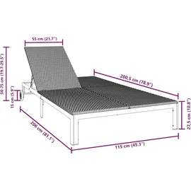 vidaXL Sonnenliege 206 x 62,5 x 74 cm Braun