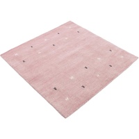 carpetfine Gabbeh-Uni Wollteppich 120 x 120 cm rosa