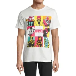RE:COVERED X MARVEL Herren T-Shirt mit Aufdruck Baumwoll-Shirt Kurzarm-Shirt AKMARV884 Weiß - S