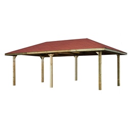 weka Pavillon Gartenoase 651 B Gr.2, inkl. roten Dachschindeln, 19 mm Massivholzdach beige