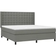 vidaXL Boxspringbett mit Matratze & LED Dunkelgrau 180x200 cm Stoff