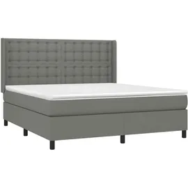 vidaXL Boxspringbett mit Matratze & LED Dunkelgrau 180x200 cm Stoff