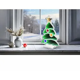 IDENA LED Infinity Mirror Weihnachtsbaum, 13x5,5x22cm batteriebetrieben