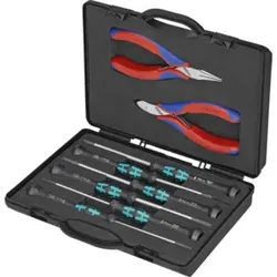 KNIPEX 00 20 18 Elektronikzangen-Set mit Werkzeugen für Arbeiten an elektronischen Bauteilen 205 mm