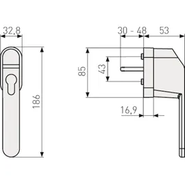 ABUS Fenstergriff FG500 HZ ohne Profil-Halbzylinder