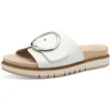 TAMARIS Comfort Damen Pantoletten aus Leder Elegant, Weiß (White Nappa), 39 EU