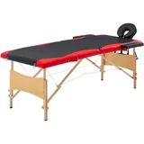 vidaXL Holz Massagetisch Klappbar 2 Zonen mit Tragetasche Therapie Massageliege Massagebank Kosmetikliege Therapieliege Massage Liege Schwarz Rot
