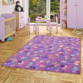 Snapstyle Kinder Spiel Teppich Schmetterling Lila 200x300cm