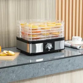 Homcom Dörrautomat Dörrgerät 245 w, 35-70°C, Temperaturregler 5 Etagen mit 12 Std Timer für Fleisch, Obst, Gemüse, Blumen,