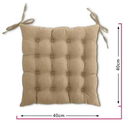 wometo Sitzkissen Stuhlkissen 40x40 OEKO-TEX  - beige Sitzauflage Bank Polster Sitzpolster mit Bändern / Schleife, Indoor / Outdoor