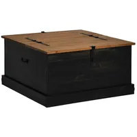 VidaXL Truhe HALDEN Schwarz 91x91x47 cm Massivholz Kiefer