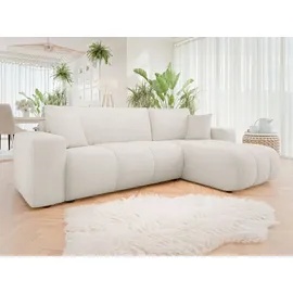 Mirjan24 Ecksofa Furyn, Wohnzimmer Eckcouch mit Bettkasten und Schlaffunktion, L-Form, Seite Universal (Farbe: Velo 621) - Weiß