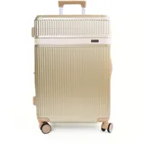 Solier Hartschalenkoffer – Reisetrolley mit 4 Rollen, Zahlenschloss und Teleskopgriff – Rollkoffer Hardcase Gepäck (Gold, 24' M)