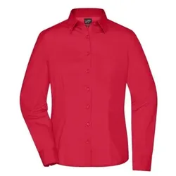 Damen Langarm Business Bluse JN641, rot, Größe L - rot - L