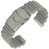 ibasenice Unisex Mesh Edelstahl Uhrenarmband, Schnellverschluss Haienetz Edelstahlarmband Faltschließe Uhrenarmband 22mm