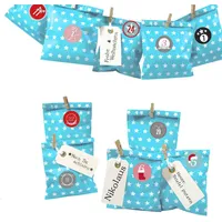 Frau WUNDERVoll® DIY Adventskalender Bescherung zum Befüllen, beachblau Stern,