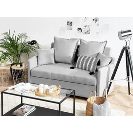 Beliani Schlafsofa 2-Sitzer Hovin Stoff Hellgrau