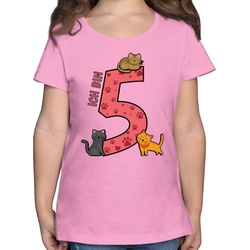Shirtracer T-Shirt Katzen Fünfter – 5. Geburtstag – Mädchen Kinder T-Shirt geburtstags tshirt 5 jahre mädchen – t-shirt kinder mit katze rosa 116 (5/6 Jahre)