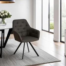 Homestyle4u Polsterstuhl Leinen anthrazit 4er Set