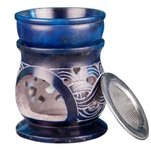 Nklaus Aromalampe Keltischer Knoten mit Sieb aus Speckstein blau 10x6cm Räuchergefäß 15816