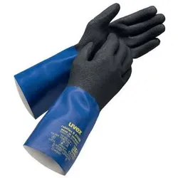 UVEX Arbeitsschutz rubiflex S XG35B, Fabrik-Handschuhe, Schwarz, Blau, Erwachsen