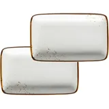 Mäser Servierplatten-Set Pintar, Braun, Beige, Keramik, 2-teilig, rechteckig, 21x3x13 cm, Tischkultur & Servieren, Servierplatten