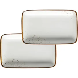 Mäser Servierplatten-Set Pintar, Braun, Beige, Keramik, 2-teilig, rechteckig, 21x3x13 cm, Tischkultur & Servieren, Servierplatten