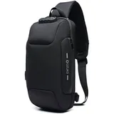 OZUKO Sling Rucksack für Herren – Anti-Diebstahl-Crossbody-Tasche, wasserdicht mit USB-Ladeanschluss, Schwarz, Sling-Rucksäcke - 9 inches