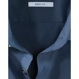 Olymp Businesshemd OLYMP Level Five body fit, New York Kent", Herren, Gr. 45, Normaler Arm, rauchblau, 97% Baumwolle, 3% Elastolefin, Hemden,