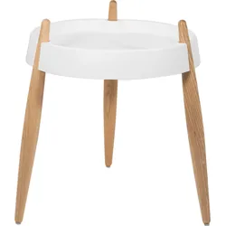 Liolà Beistelltisch 47 cm weiß mit hellen Eschenholzbeinen