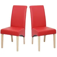 Mendler 2er-Set Esszimmerstuhl Küchenstuhl Stuhl M37 Kunstleder matt, rot,