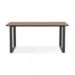 Schreibtisch aus Walnussholz und Metall  Bürotisch mit großer Arbeitsfläche  Eleganter Computertisch mit Metallgestell  Kadima Design