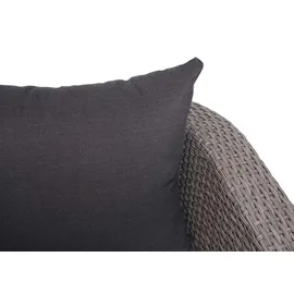 Mendler 3in1-Garnitur HWC-J37, Garten-/Lounge-Set Sonneninsel, Spun Poly Poly-Rattan MVG grau, Kissen anthrazit