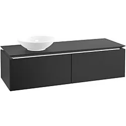 Villeroy & Boch Legato Waschtischunterschrank B587L0PD 140x38x50cm, mit LED-Beleuchtung, Black Matt Lacquer