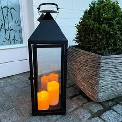 XXL Garten - Laterne Windlicht Schwarz Metall 54cm