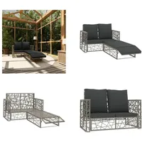 vidaXL 2 tlg. Garten Lounge Set mit Auflagen Poly Rattan Grau - Garten-Lounge-Set - Garten-Lounge-Sets - Gartensofa - Gartensofas - Grau