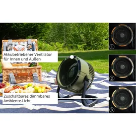 Unold Akkuventilator Outdoor Ø18,5 cm 10W inkl. Licht schwarz