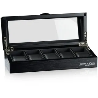 HEISSE & SÖHNE SEIT 1976® Uhrenbox Oxford 5 - Dark Oak Uhrenbox für 5 Uhren - Schwarz