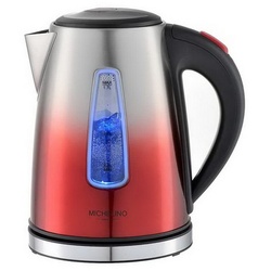 Michelino Wasserkocher Edelstahl Wasserkocher 1,7 Liter, 1850 W, 360° drehbarer Sockel rot