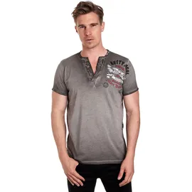 RUSTY NEAL T-Shirt RUSTY NEAL, Herren, Gr. M, grau (anthrazit), 100% Baumwolle, bedruckt, meliert, Rundhals, Shirts T-Shirt, mit modischer Knopfleiste