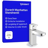 Duravit Manhattan Standventil (Auslauf Höhe 76 mm), Kaltwasser Waschtischarmatur, Kaltwasserhahn Bad, Kaltwasserarmatur, Chrom