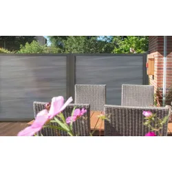 BPC Zaunserie Billund - Steingrau / Silber  - aus BPC (Bamboo Polymer Composite) / Aluminium