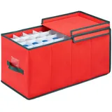 Relaxdays Weihnachtskugel Aufbewahrungsbox, Dunkelgrün,Rot