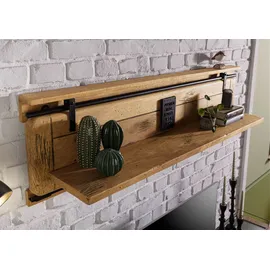 MASSIVMOEBEL24.DE Wandregal 160 x 25 x 38 cm Natur lackiert