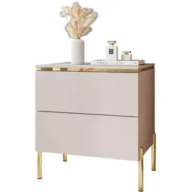 lookway Nachtschrank Aurora II 50 x 54 x 37 cm Beige/Gold