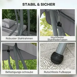 Outsunny Hollywoodschaukel Hellgrau 3-Sitzer