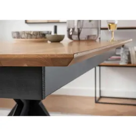 Livetastic Esstisch Braun, Holz, Wildeiche, massiv rechteckig, X-Form, 100x75x180 cm, ausziehbar, Esszimmer, Tische, Esstische, Esstische ausziehbar
